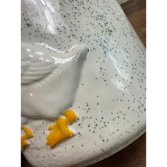 Ceramic Country Goose Blue Speckled Design Utensil Holder 90's Kitchen Decor - Picture 9 of 16